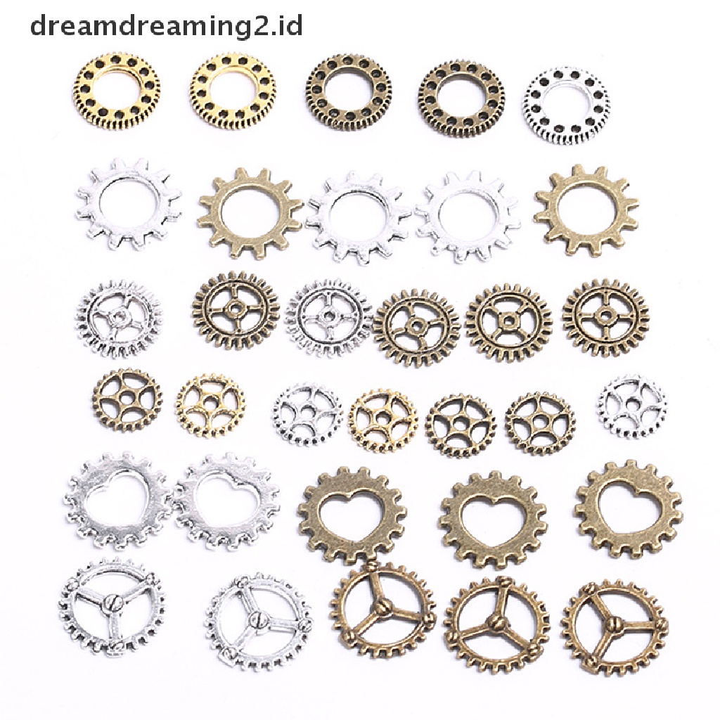 (hot) 100 Pcs Antik Steampunk Mini Roda Gear Ch Liontin DIY Membuat Perhiasan Craft//