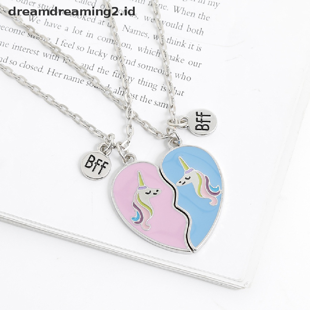 (hot) Kalung Best Friends Pecah 2pcs Kalung Persahabatan Jahitan Cinta Unicorn//