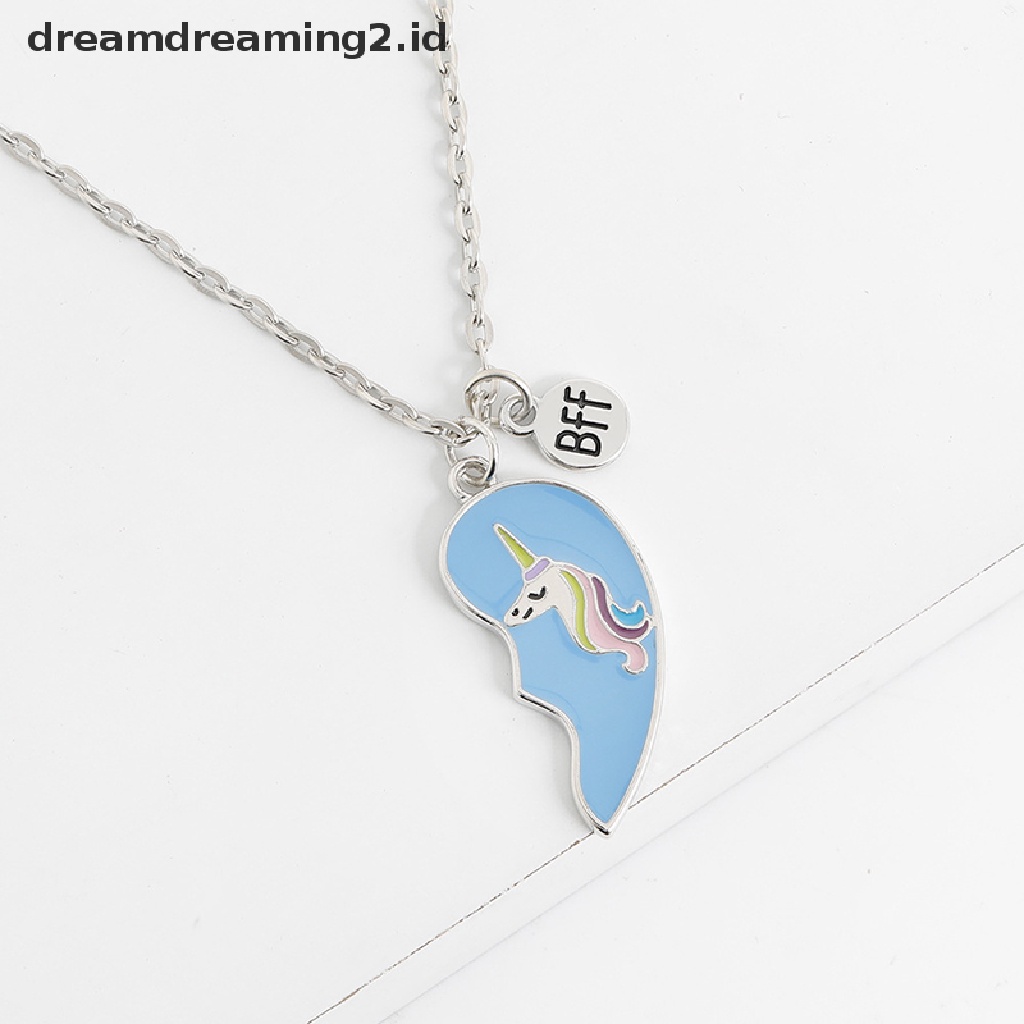 (hot) Kalung Best Friends Pecah 2pcs Kalung Persahabatan Jahitan Cinta Unicorn//