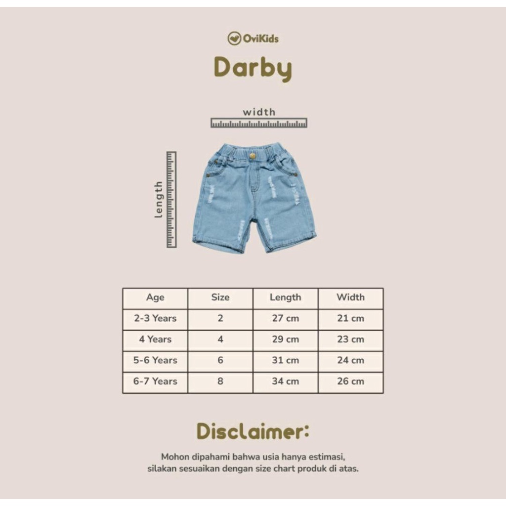 OVIKIDS COMFY JEANS DARBY / CELANA JEANS PENDEK ANAK