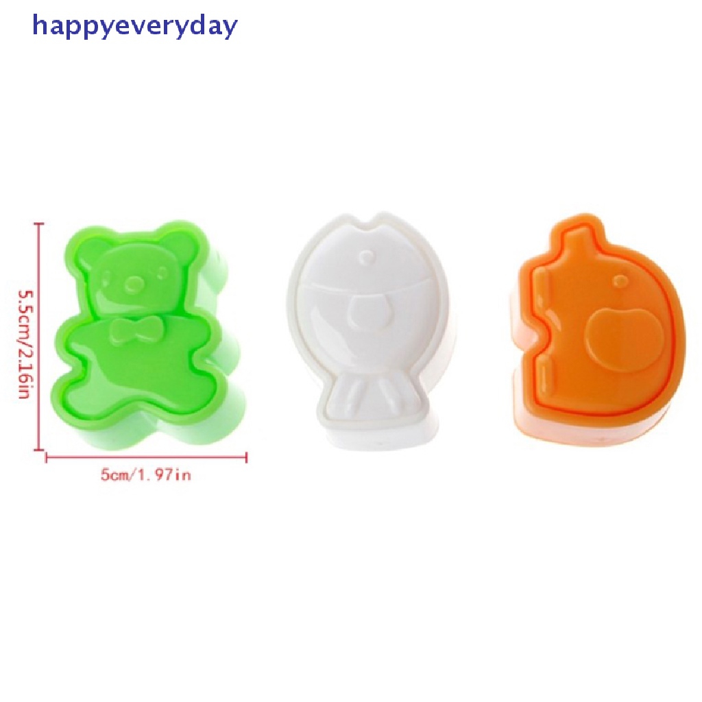 [happy] 3pc/set Kartun sushi Rice Ball Cetakan Bentuk Hewan Bento sushi Shaper Suplemen Makanan Anak Alat sushi Aksesoris Dapur [ID]