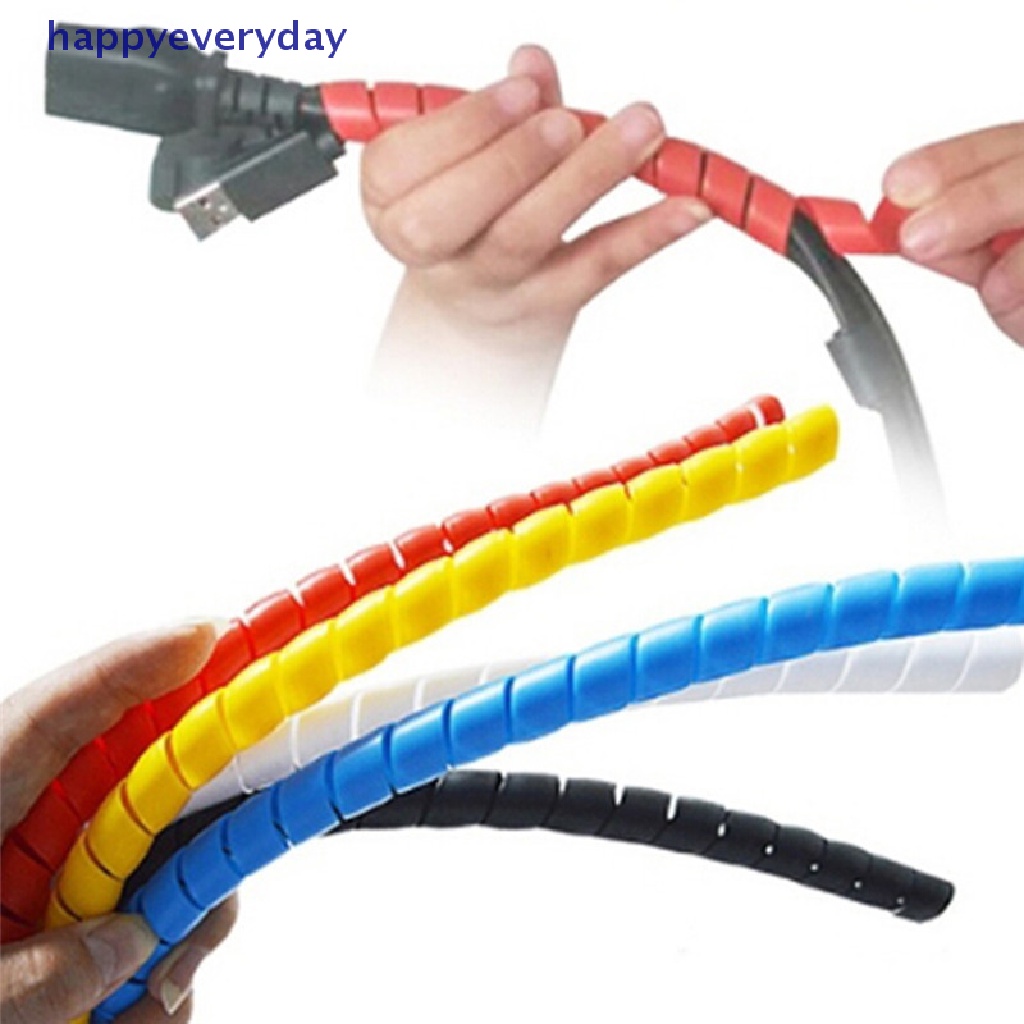 [happy] 1m 10mm/14mm Colorful Spiral Wire Organizer Wrap Tube Lengan Kabel Tahan Api [ID]