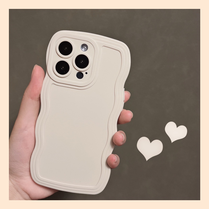 Casing Untuk Iphone14 13 12 11 Pro Max Xr Xs Max Silikon Cair Wavy Edge Phone Case Kamera Cakupan Penuh Soft TPU iPhone Case Pelindung Penutup Belakang