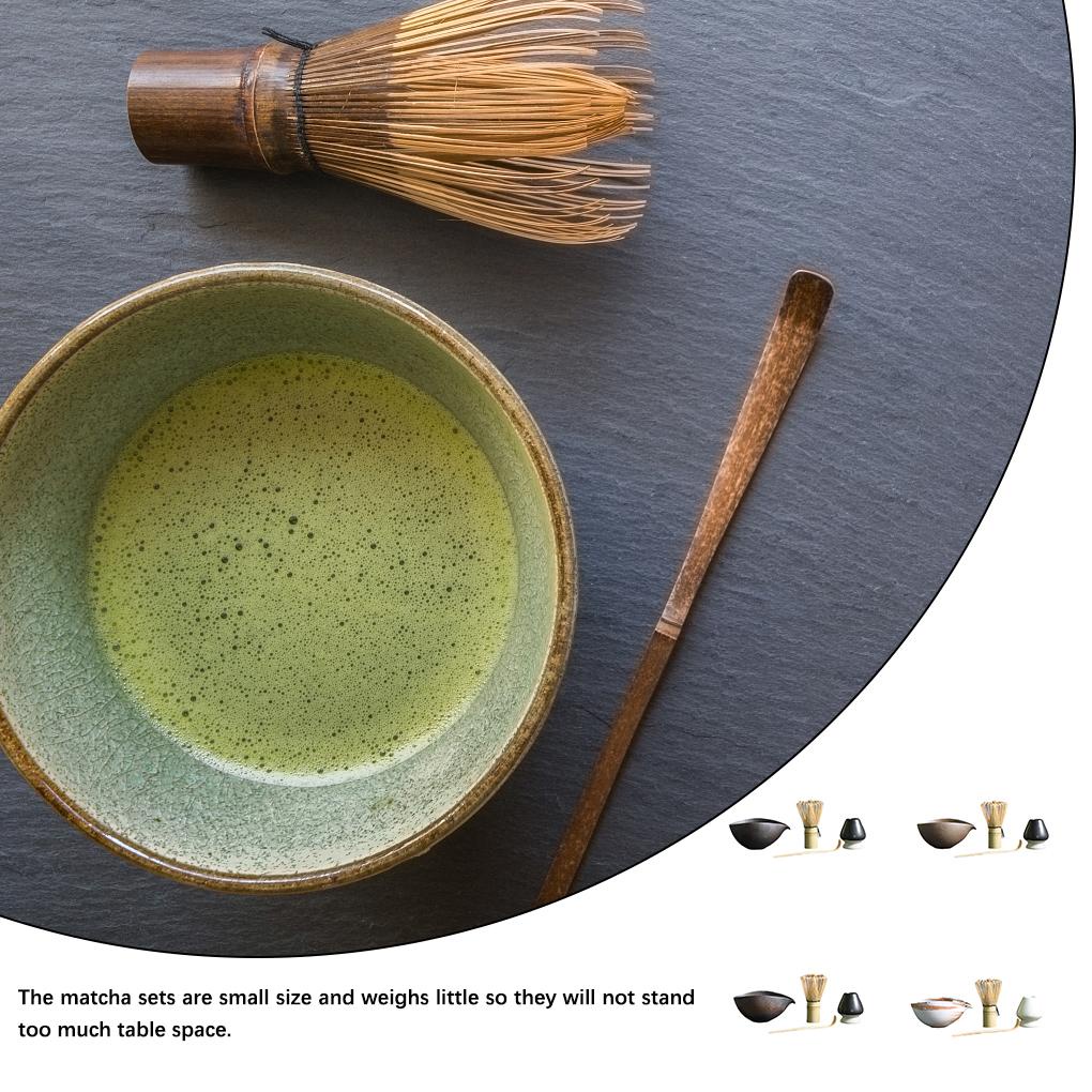 4buah/set Rumah Kantor Tradisional Jepang Matcha Teh Tembikar Mangkuk Berdiri Kocokan Sendok Pengaduk Tea-tasting Kit