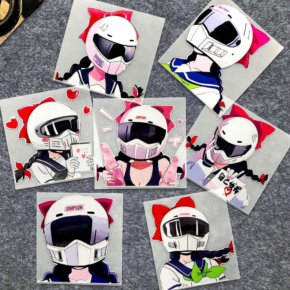 1pcs Gadis Musik Pop Kartun Anime Animasi Motor Body Helm Stiker Dekorasi Penutup Mobil Elektrik Gores Mempercantik Stiker