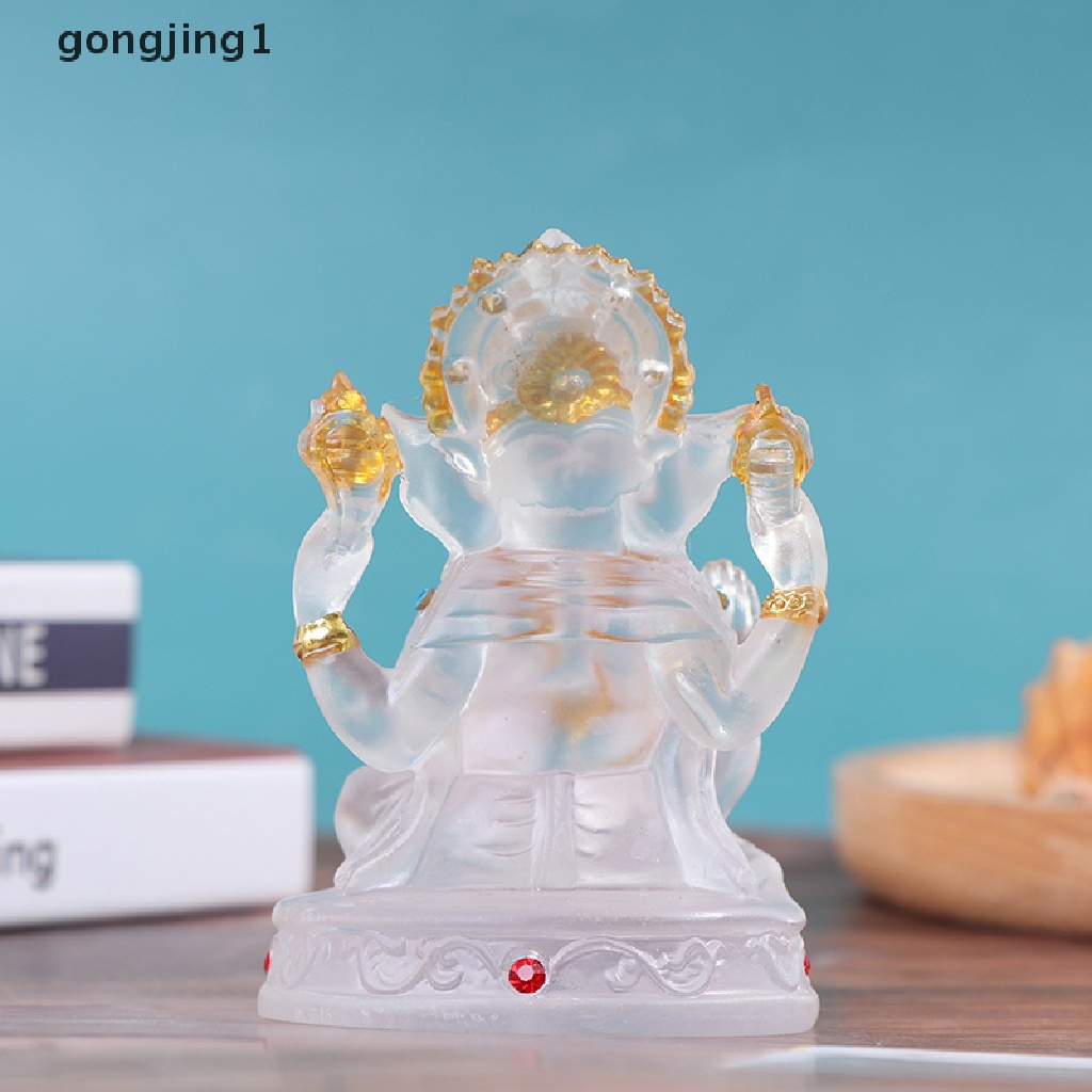 Ggg Ganesh Patung Dewa Sukses Gajah Hindu Resin Transparan Figurine Ornamen ID