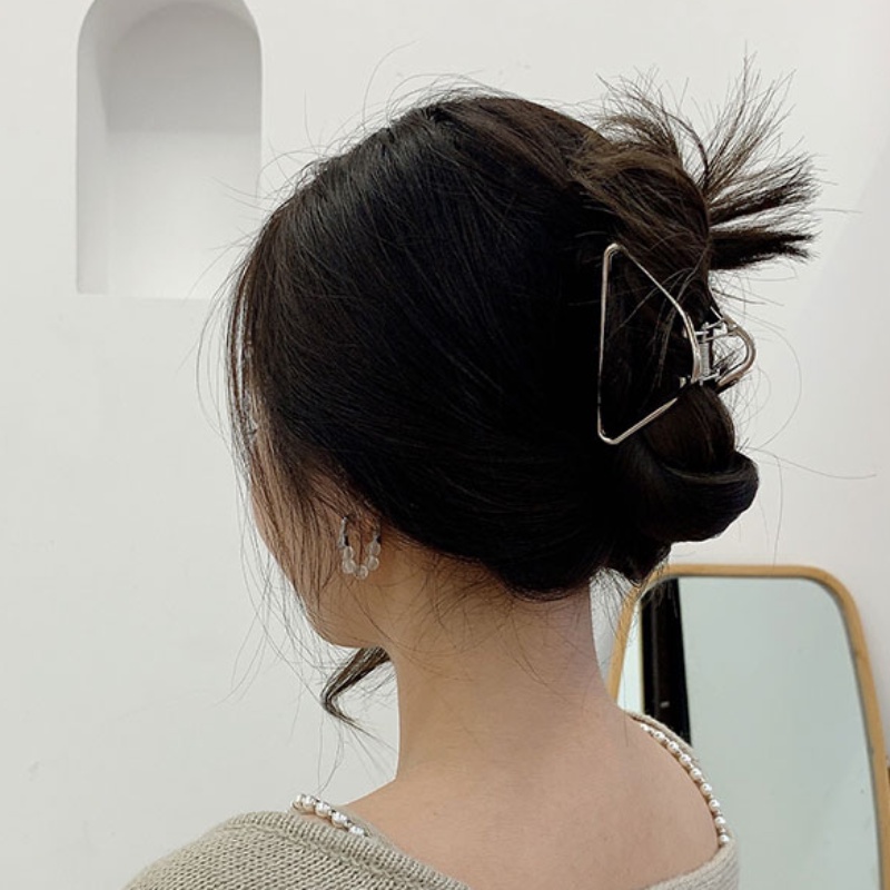 Roselife Korea Trendi Ponytail Holder Ukuran Tengah Segitiga Logam Rambut Cakar Klip Untuk Wanita Gadis Gaya Rambut Klem Jepit Hairpins Hairpin Styling Aksesoris