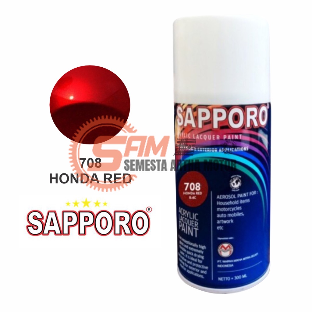 

Pilox Sapporo Honda Red 708 Cat Semprot 300ml Pilok Metal Aerosol Spray