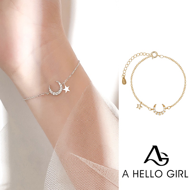 Gelang Gaya Korea Bentuk Bulan Dan Bintang Bahan Zirconia Untuk Wanita