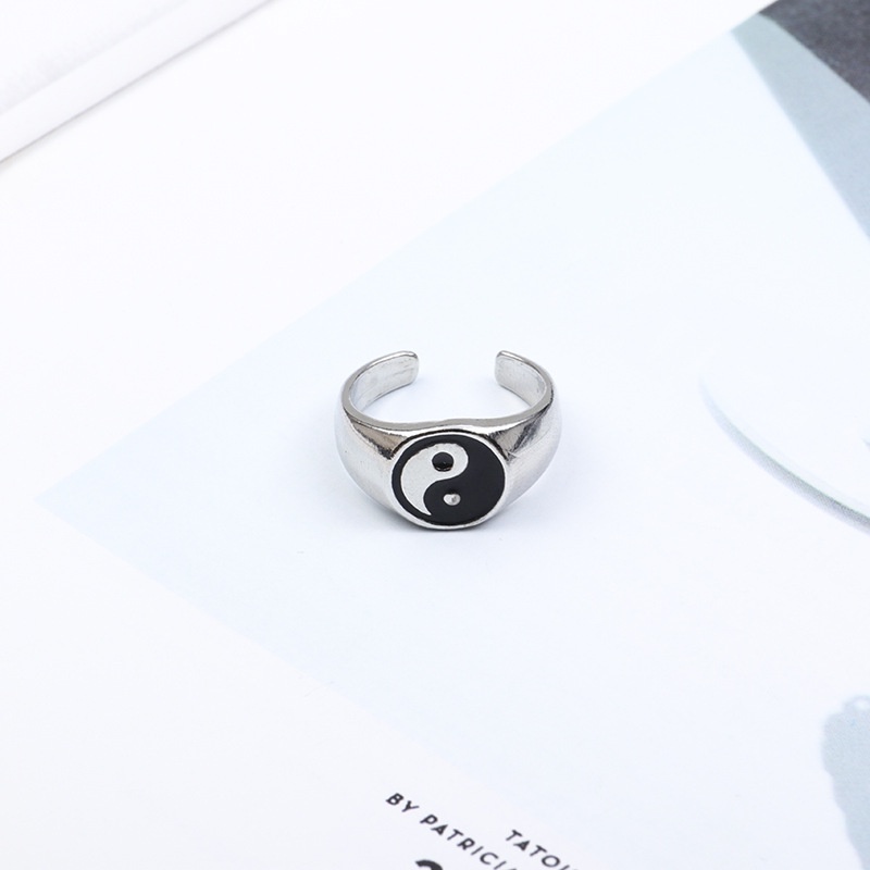 Cincin Gosip Retro Yin Yang Gaya Etnik Anti Karat Cincin Aksesoris Fashion Unik