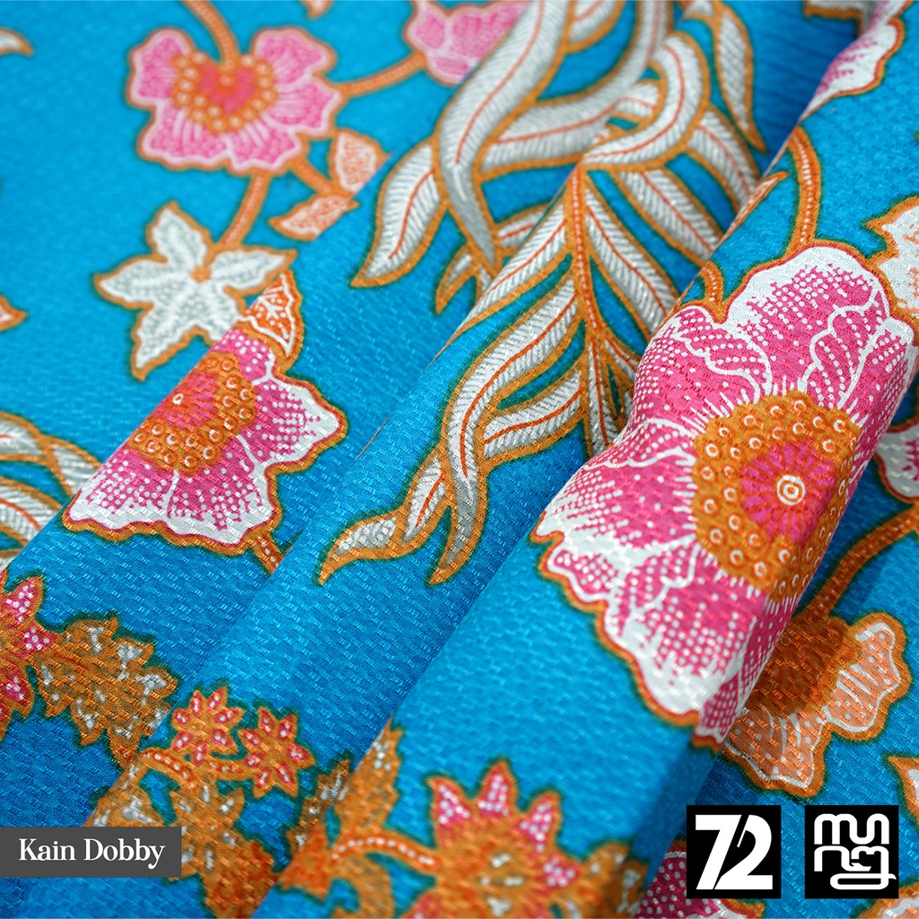 BAHAN BATIK PREMIUM Dobby Dobi Dobbi Dolbi Motif Kembang Warna Biru Orange 723525 Cap 72 Jarik Jarit Samping Kebat Panjang Batik Dobby Modern Premium Bahan Seragam Batik Pernikahan Kantor Keluarga Murah Kamen Jadi Batik Bali Lembaran