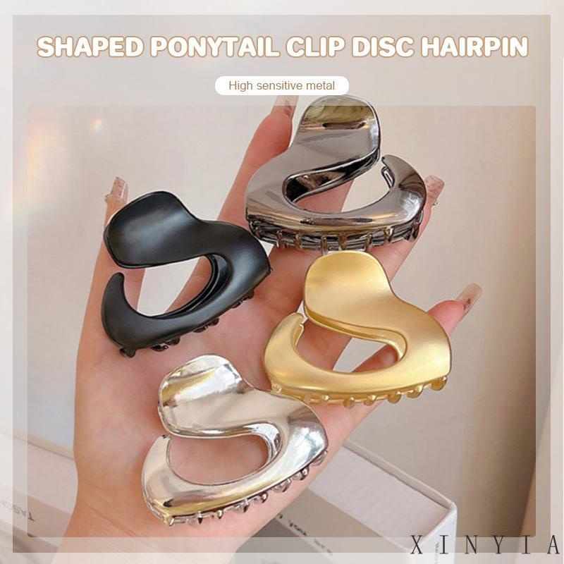 [xinyia.id11] Klip Samping Hair Claw Clip Horsetail Hair Clip Aksesori Rambut Berbentuk Logam Canggih