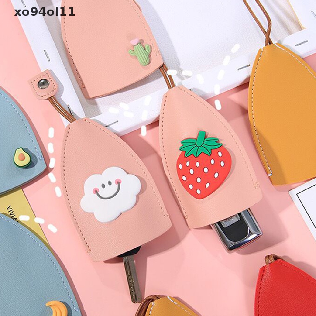 Xo Buah-Buahan Lucu Pull Type Key Bag PU Leather Pelindung Tempat Kunci Mobil Case Dompet New Leather Keychain Pouch Bag Cover Key Organizer OL