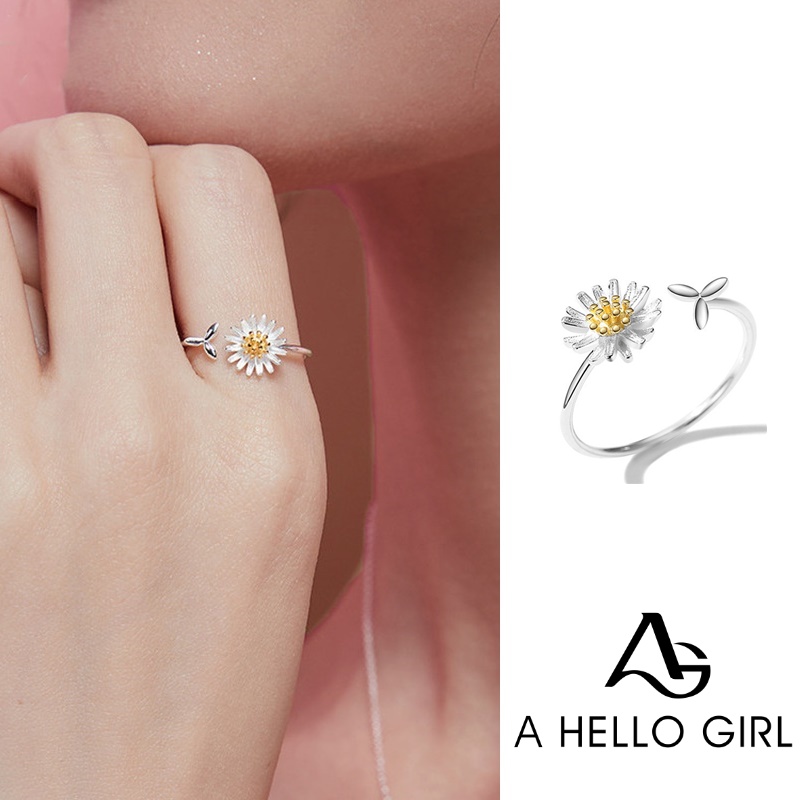 Cincin Kasual Ring Daisy Daun Imut Baru Versi Korea Pembukaan Perhiasan Rings Women Jewelry