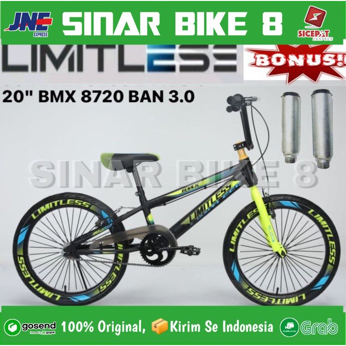 Sepeda BMX Anak Laki Ukuran 20 Inch BMX Limitless 8720 Ban 3.0 Ban Warna