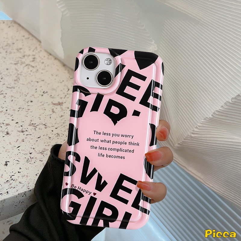 Ins Fashion Huruf Inggris Case Kompatibel Untuk IPhone 7Plus 8Plus XR 11 14 13 12 Pro MAX 6 6S Plus X XS MAX Cinta Hati Airbag Shockproof Transparan Lembut Tpu Phone Cover