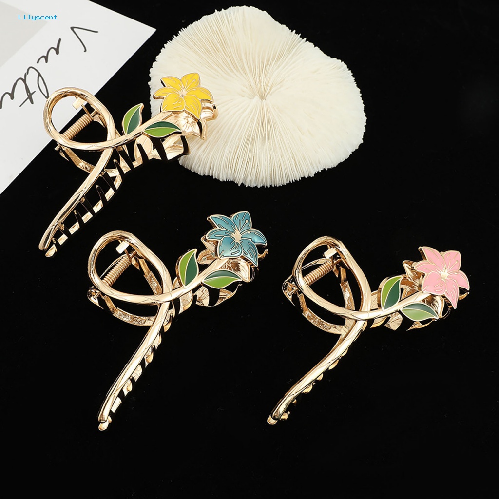 Lilyscent Stainless Lady Hair Gripper Alat Styling Rambut Kencan Ringan Hair Claw Bentuk Bunga