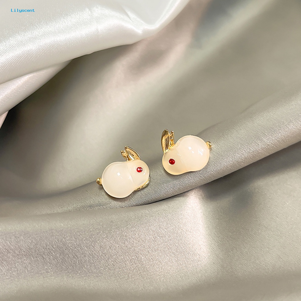 Lilyscent 1pasang Anting Tusuk Elegan Untuk Pakaian Sehari-Hari Wanita Mutiara Imitasi Bunny Drop Earrings Pengerjaan Halus