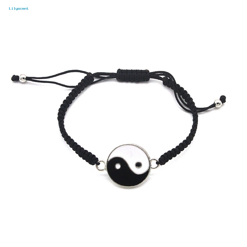 Lilyscent Unisex Pasangan Gelang Fashion Perhiasan Tai Chi Yin Yang Dekorasi Pasangan Tali String Adjustable