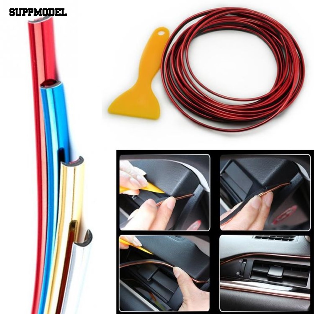 Suppmodel 5m Universal Auto Celah Pintu Interior Mobil Pinggiran Moulding Lis Strip Garis Hias