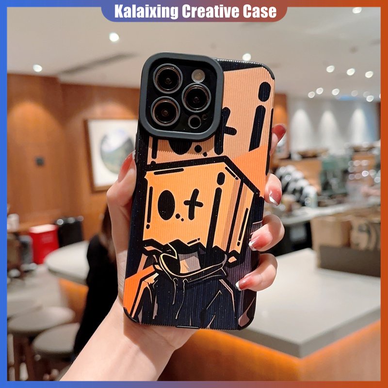 IPHONE Casing Ponsel Bahan Kulit Motif Kartun Bertopeng Anak Laki-Laki Dengan Perlindungan Lensa Untuk Iphone14 Pro Max13 12 11 X Xs XR Xs Max7Per8 Plus