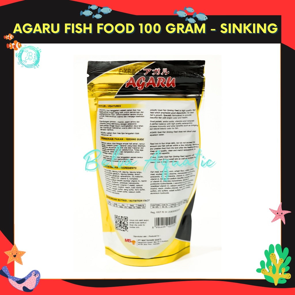 Agaru Pakan Ikan Pelet Ikan Terapung dan Tenggelam Agaru 100 Gram Pelet Agaru Mengapung dan Tenggelam