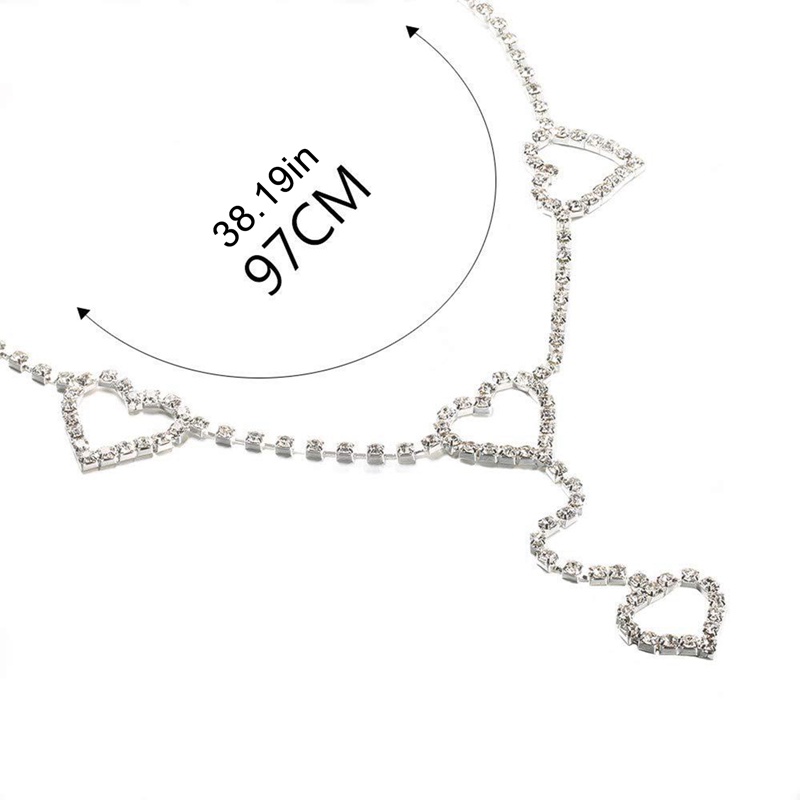 Lanq Perhiasan Pengantin Berlian Imitasi Tubuh Rantai Sabuk Kristal Pinggang Rantai Liontin Hati Musim Panas Pantai Pinggang Tubuh Perhiasan Festival Sabuk Perut Perhiasan Untuk Wanita Dan Anak Perempuan