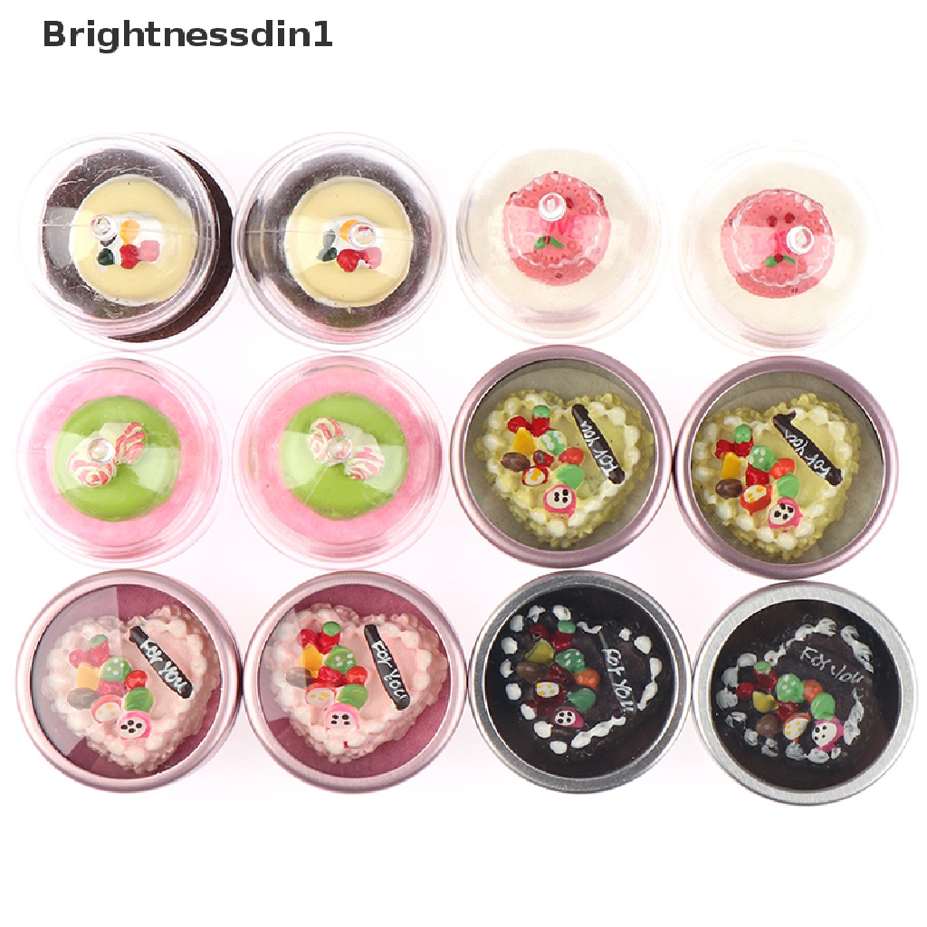 [Brightnessdin1] 2pcs 1: 12rumah Boneka Miniatur Kue Resin Boneka Makanan Bermain Dekorasi Dapur Mainan Butik