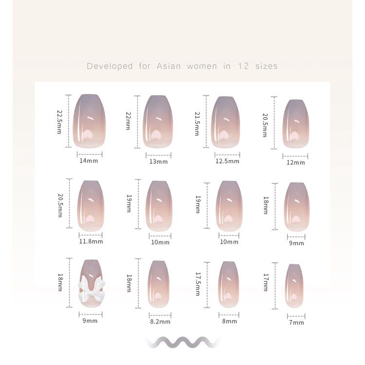 Press on Paku Kotak Pendek Kuku Palsu Gradien Lem Pada Kuku Glossy Full Cover Acrylic Nails Untuk Wanita