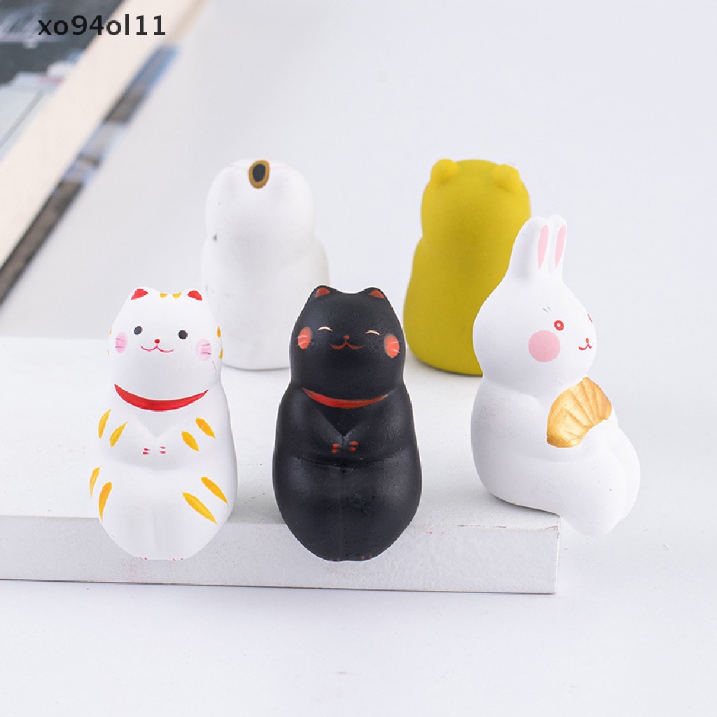 Xo Keramik Lucky Cat Ornamen Kerajinan Tangan Kartun Kelinci Lanskap Home Decor Accessory OL