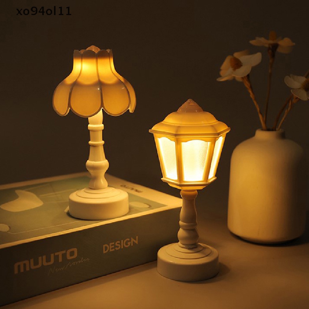 Xo Lampu LED Bentuk Teratai Mini Retro Pelindung Mata Meja Lampu Malam Untuk Dekorasi Rumah Sisi Tempat Tidur Belajar Ruang Tamu Perlengkapan Kamar Tidur OL