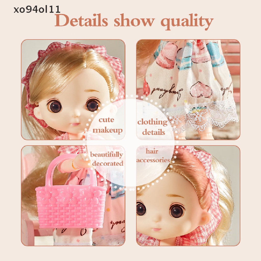 Boneka bjd Mini XO Untuk Hadiah Ulang Tahun Anak Perempuan bjd Jointed Doll 16cm 1per12set Lengkap Mainan Anak Perempuan Usia 3th Sampai 10th OL