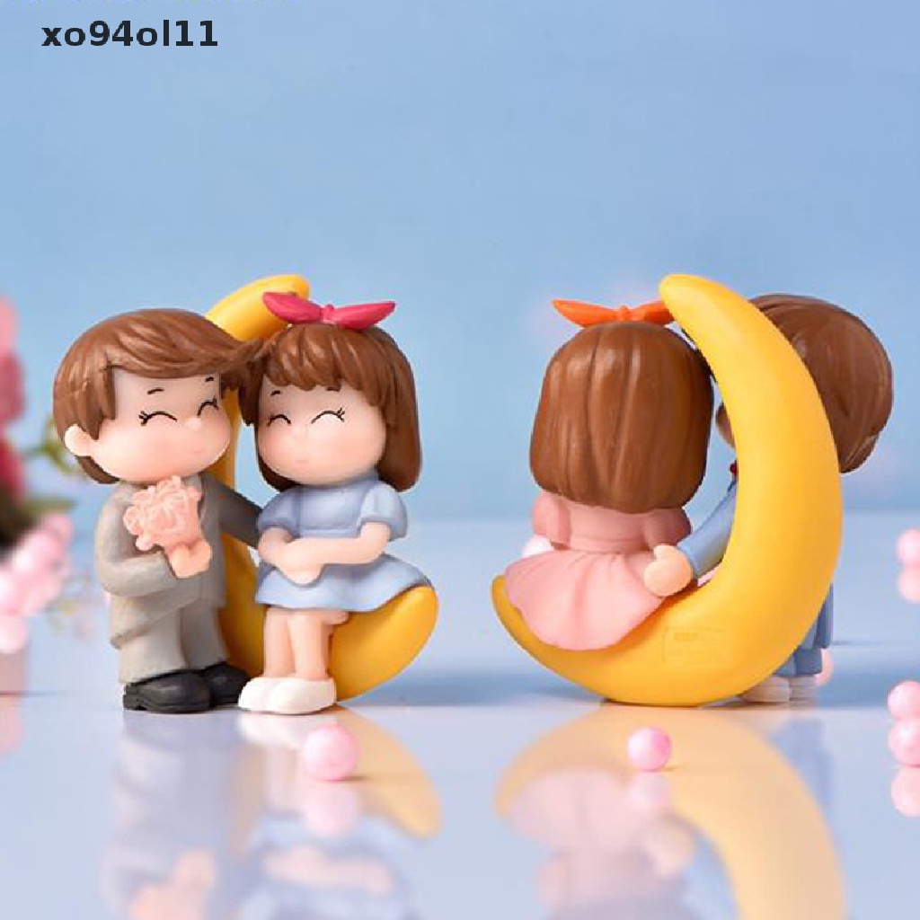 Xo 1pasang Moon Giving Flowers Couple Figurine Miniatur Aksesori Dekorasi Taman OL