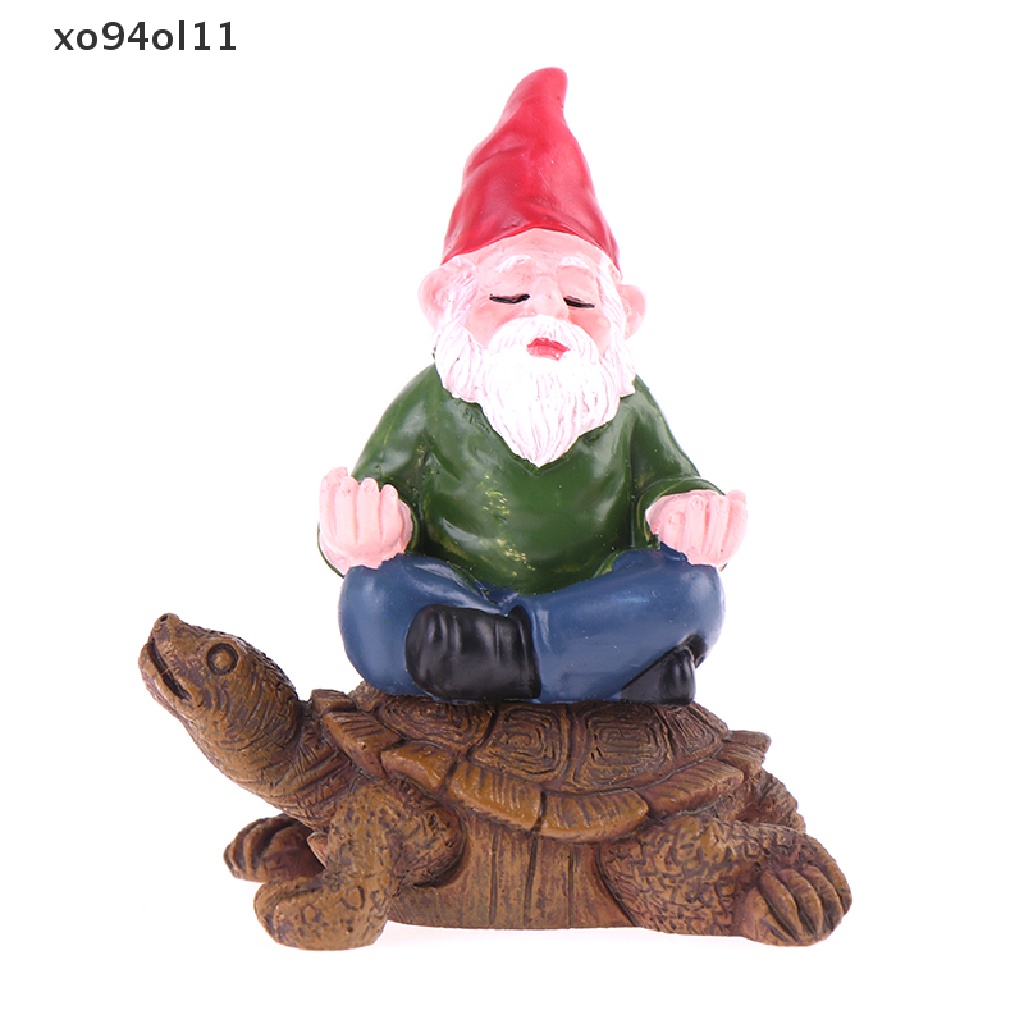 Xo Patung Gnome Taman Lucu Gnome Sitg On tortoise Statue Dwarf Ornament OL