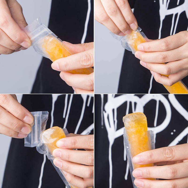 20pcs/set Kantong Freezer Ice Pop Sekali Pakai Dengan Corong/Kantong Zip-Lock Pembuat Yogurt Buah Homemade DIY