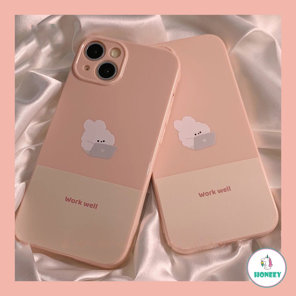 IPHONE Honey Powder Pillow Dog, Casing Ponsel Kelinci Kerja Untuk Iphone14 13 12 11 Pro Max14 Plus Sarung Casing TPU Nyaman