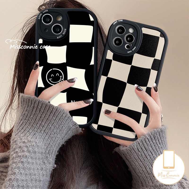 Casing Untuk Infinix Smart5 6 Hot10 9 Play Hot10 Lite 10T 10T 10T 11 10s 11s 11 10s 11s Note8 Fashion Smiley Irregular Square Plaid Soft Tpu Phone Case