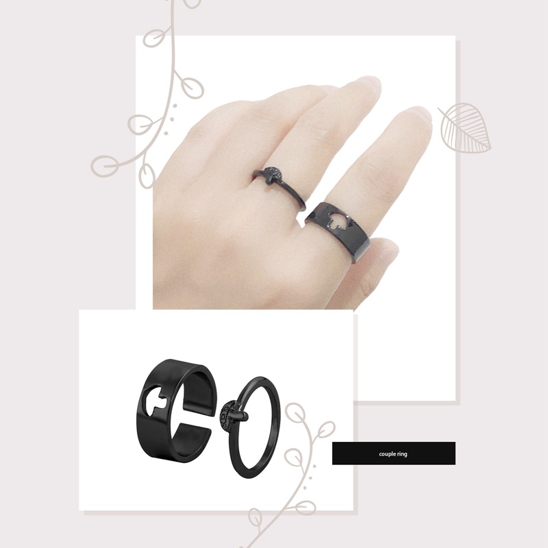 Lucu Jamur Pasangan Cincin Untuk Wanita Pria Trendi Vintage Terbuka Cincin Set Pertunangan Pesta Pernikahan Perhiasan Hadiah Punk Hip Hop