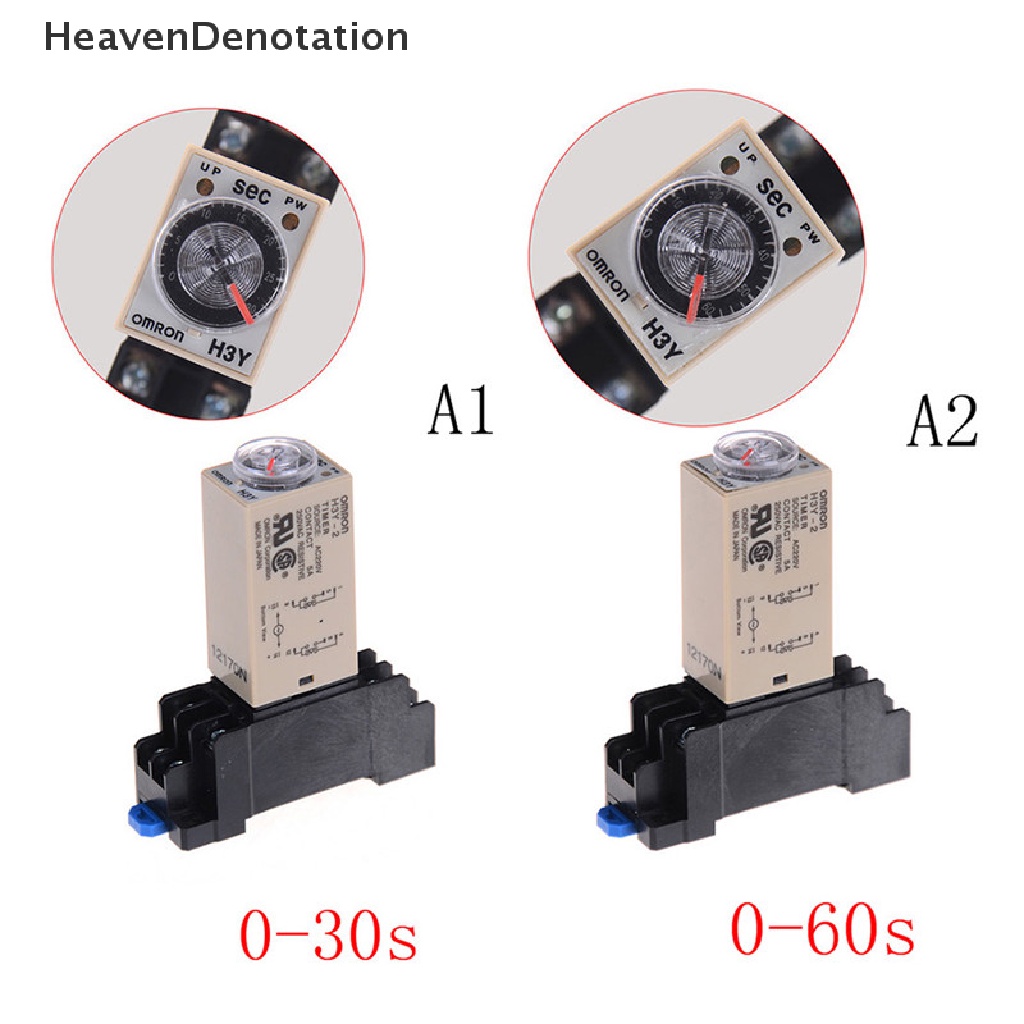 [HeavenDenotation] 220v H3Y-2 Power On Time Relay Delay Timer 0-30s/60s DPDT &amp; Base Socket HDV