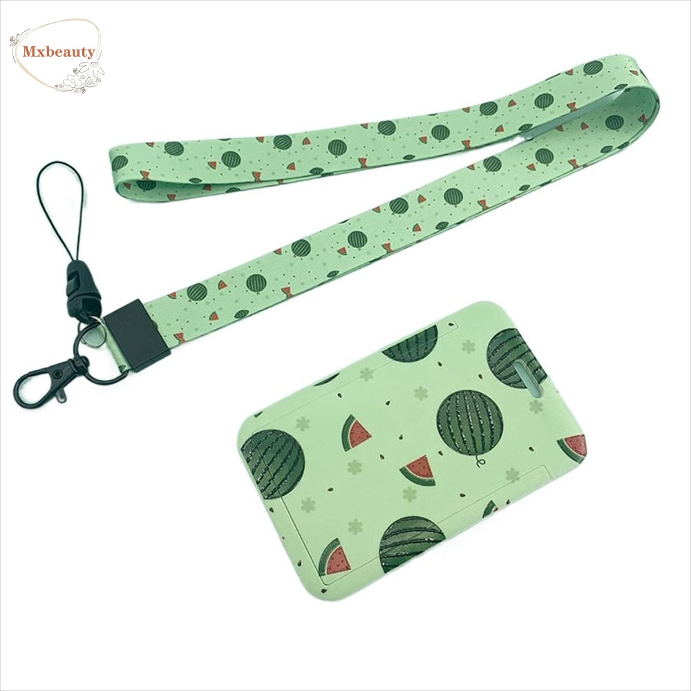 Mxbeauty Badge Card Case Kartu Kerja Siswa Nama Cover Lanyard Strawberry Badge Holder Karyawan Case Cover