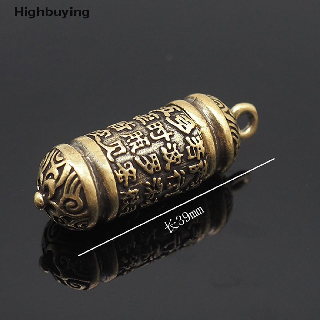 Hbid Hollow Kuningan Sutra Silinder Liontin Keychain Pill Box Container Botol Gantungan Kunci Glory