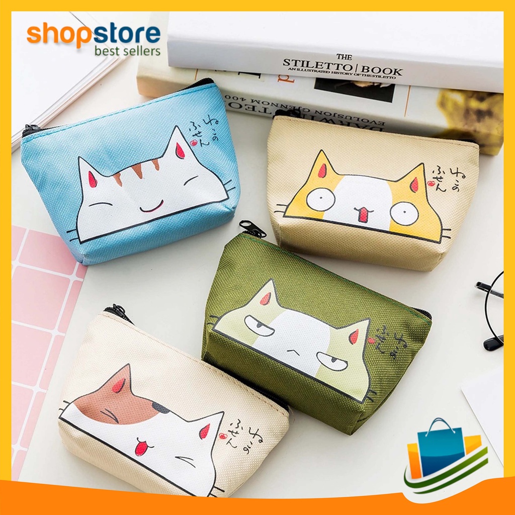 Dompet Koin Wanita Coin Purse Motif Kucing Pouch Mini Lovely Cat Import COD 𝓢𝓢𝓑 750