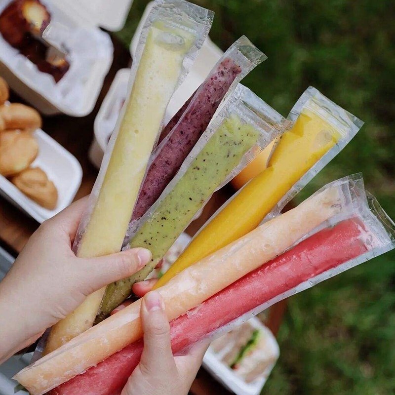 20 Pcs Food Grade Disposable Ice Pops Mold DIY Self-styled Bag Popsicle Ice Cream Yogurt Bags Alat Dapur Rumah Tangga