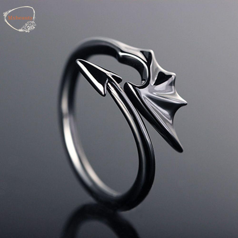 MXBEAUTY Wedding Jewelry Lord Devil Wing Rings Women Trendy Silver Fashion Black Adjustable Wings/Multicolor