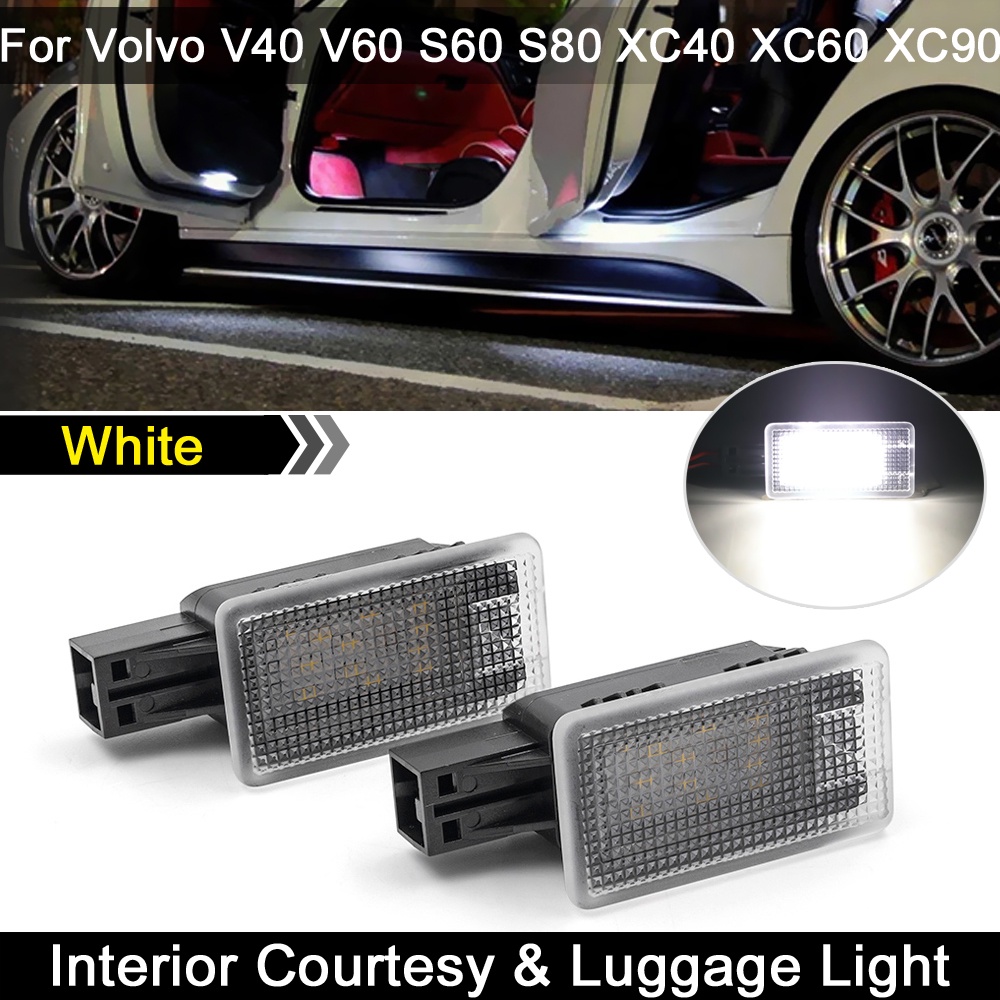 2pcs Putih Interior Lampu LED Pintu Cahaya Sopan Footwell Light Luggage Trunk Lights Untuk Volvo V40 V60 S60 S80 XC40 XC60 XC70 XC90