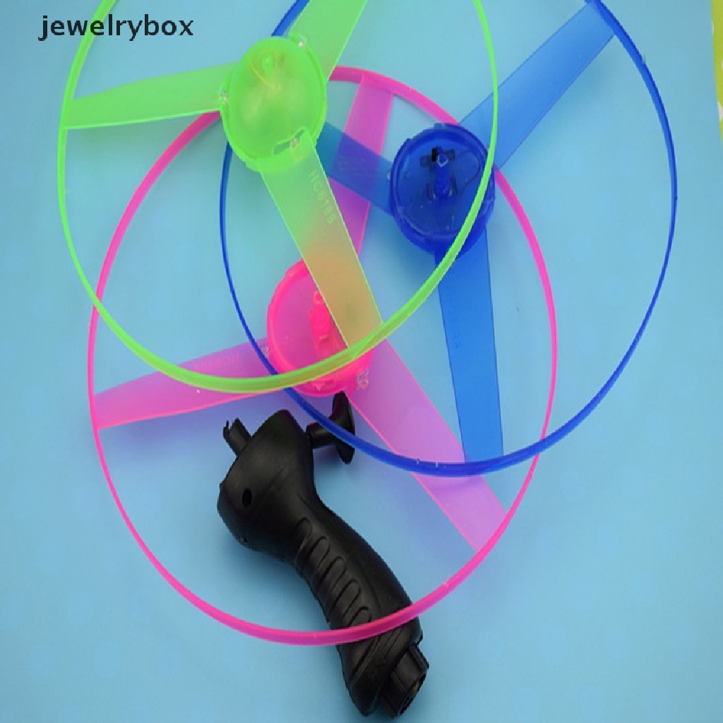[jewelrybox] Lucu Spinning Flyer Luminous Flying UFO LED Light Handle Flash Flying Toys Butik