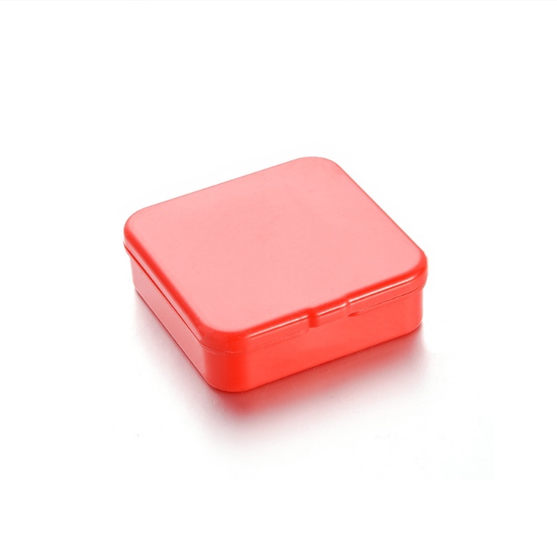 Mini Square Red Plastic Storage Box/Tempat Tahan Debu Cincin Simple Mudah Dibawa/Wadah Kolating Sealed Perhiasan