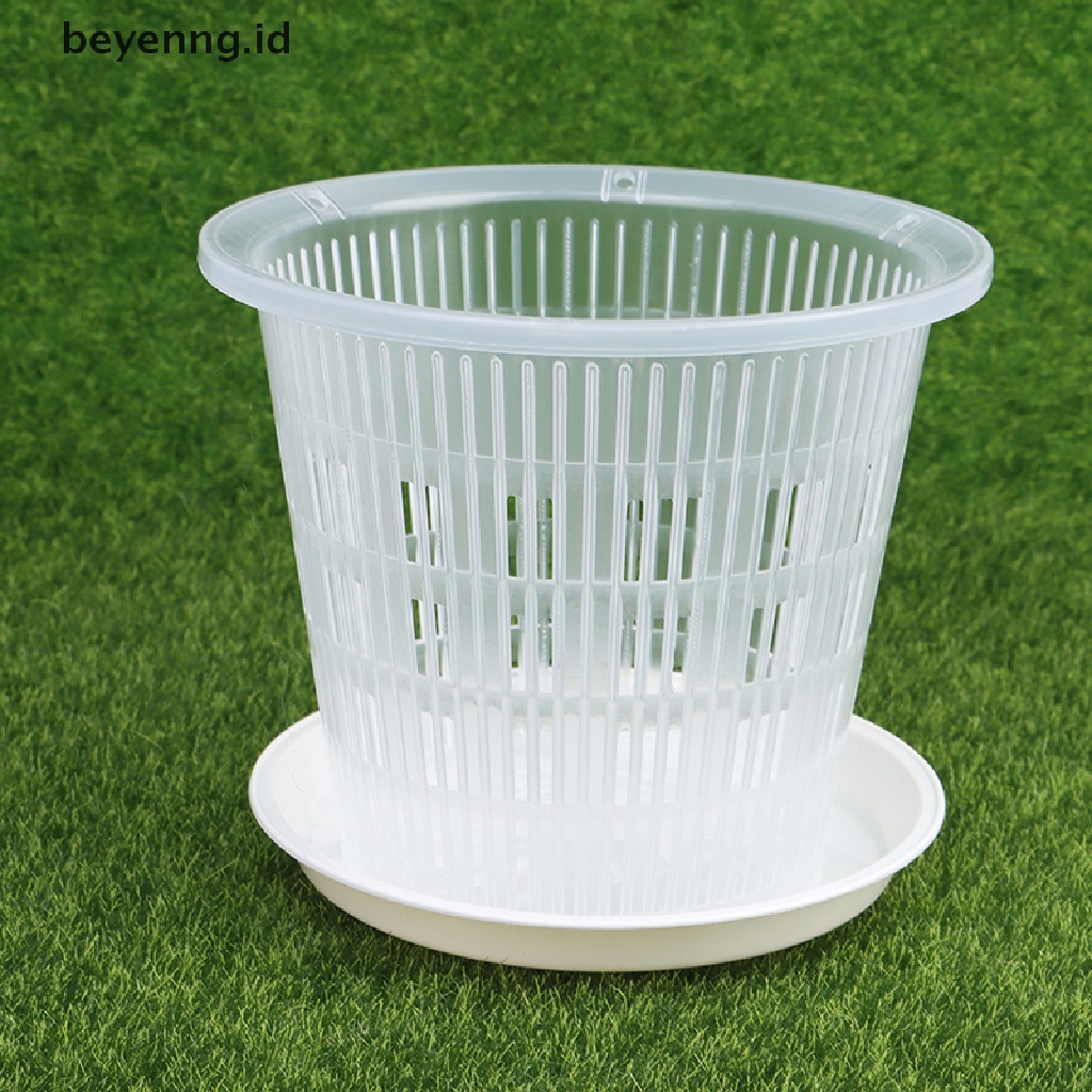 Beyen Pot Bunga Transparan Kontrol Akar11 /14cm Dengan Pot Plang Bunga Stomata ID