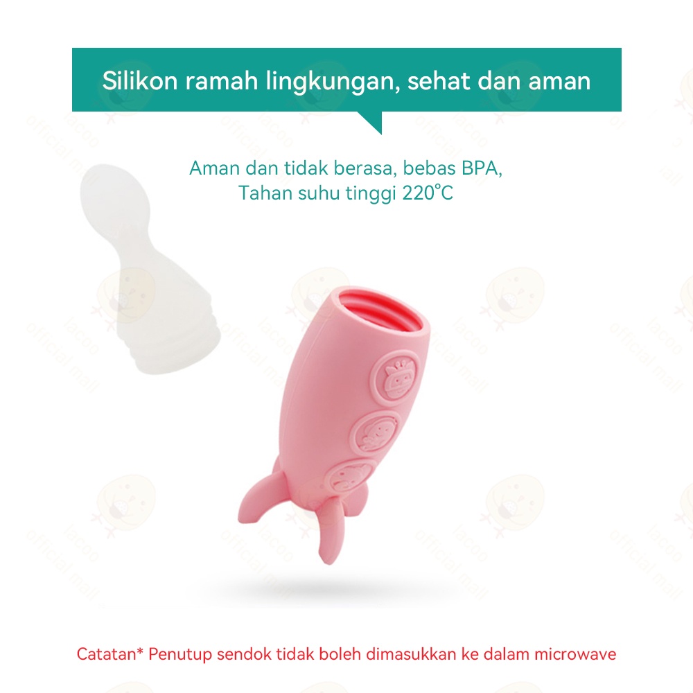 Lacoo Botol dot bayi anak silicone Botol sendok makan bayi 90ML bottle spoon BPA FREE