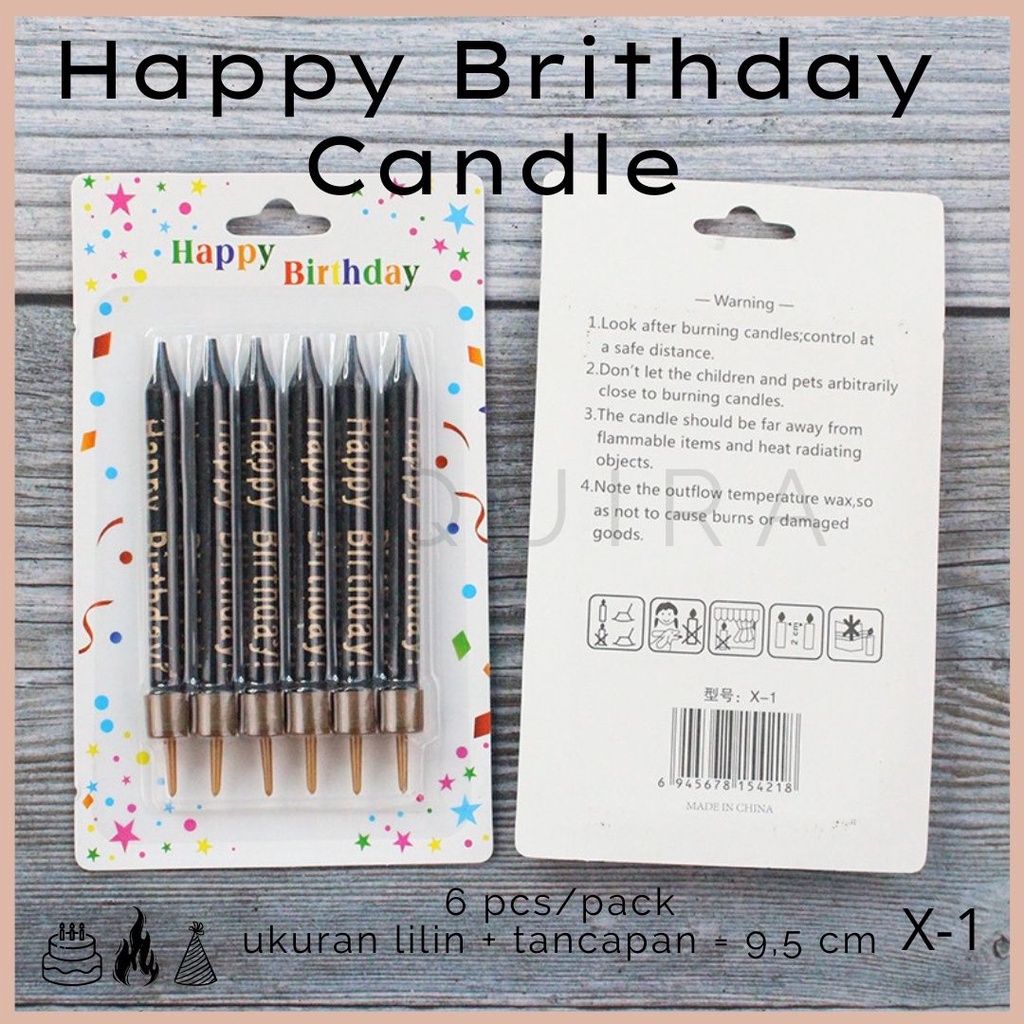 Lilin Happy Brithday Stick Candle Black Gold, White Gold X-1